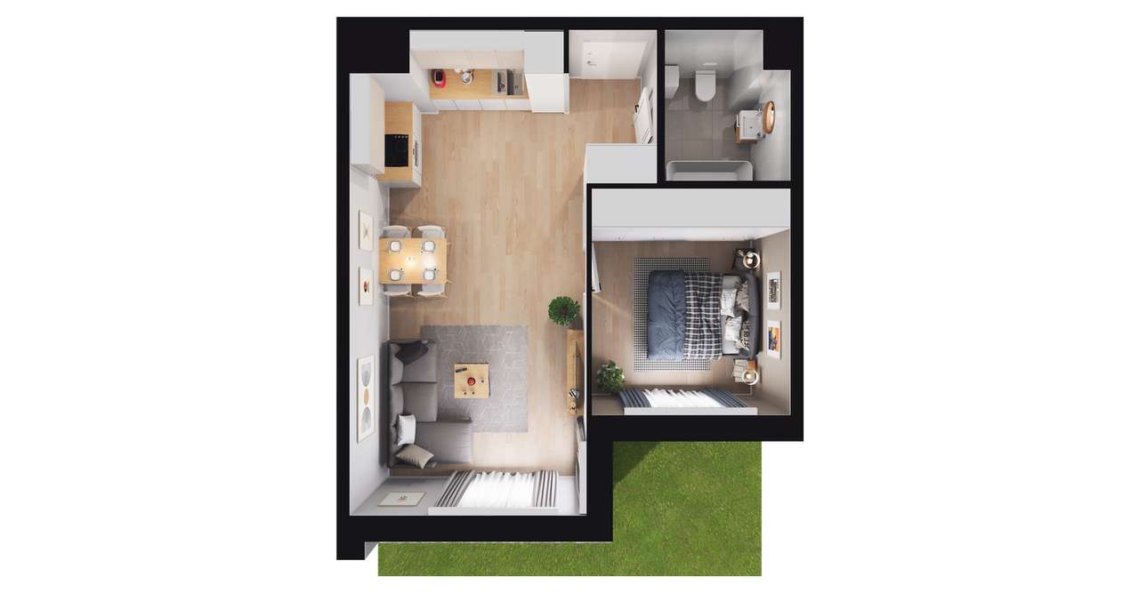 2-pokojowe mieszkanie 43m2 + ogródek Bezpośrednio - Pełny obrazek: 2/8