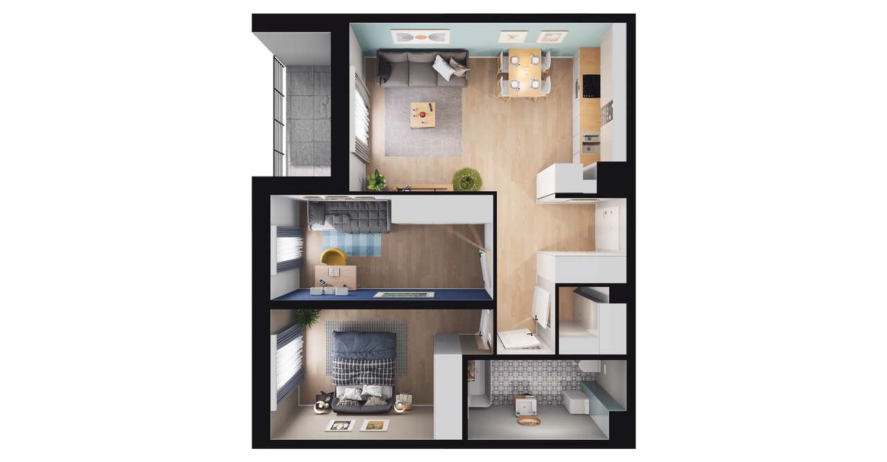 3-pokojowe mieszkanie 59m2 + balkon Bezpośrednio - Pełny obrazek: 2/8