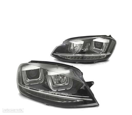 FARÓIS PARA VOLKSWAGEN VW GOLF 7 FULL LED LOOK GTI U-TYPE DRL PRETO INDICADOR LED 12 -17 - 1