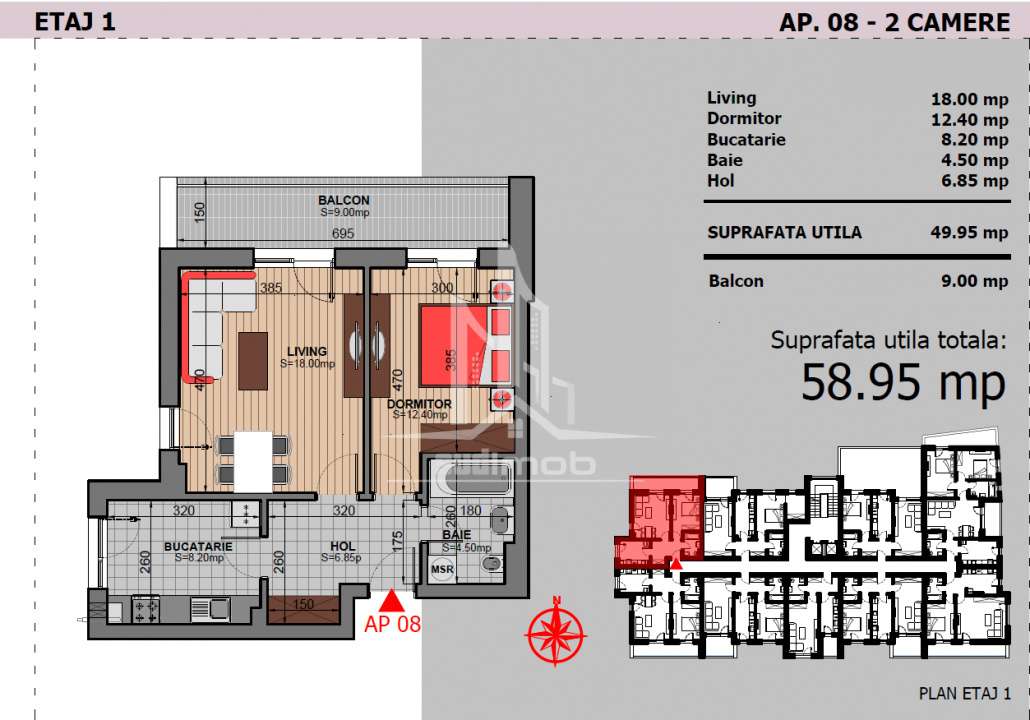 Apartament 2 camere decomandat Postalionului.-1