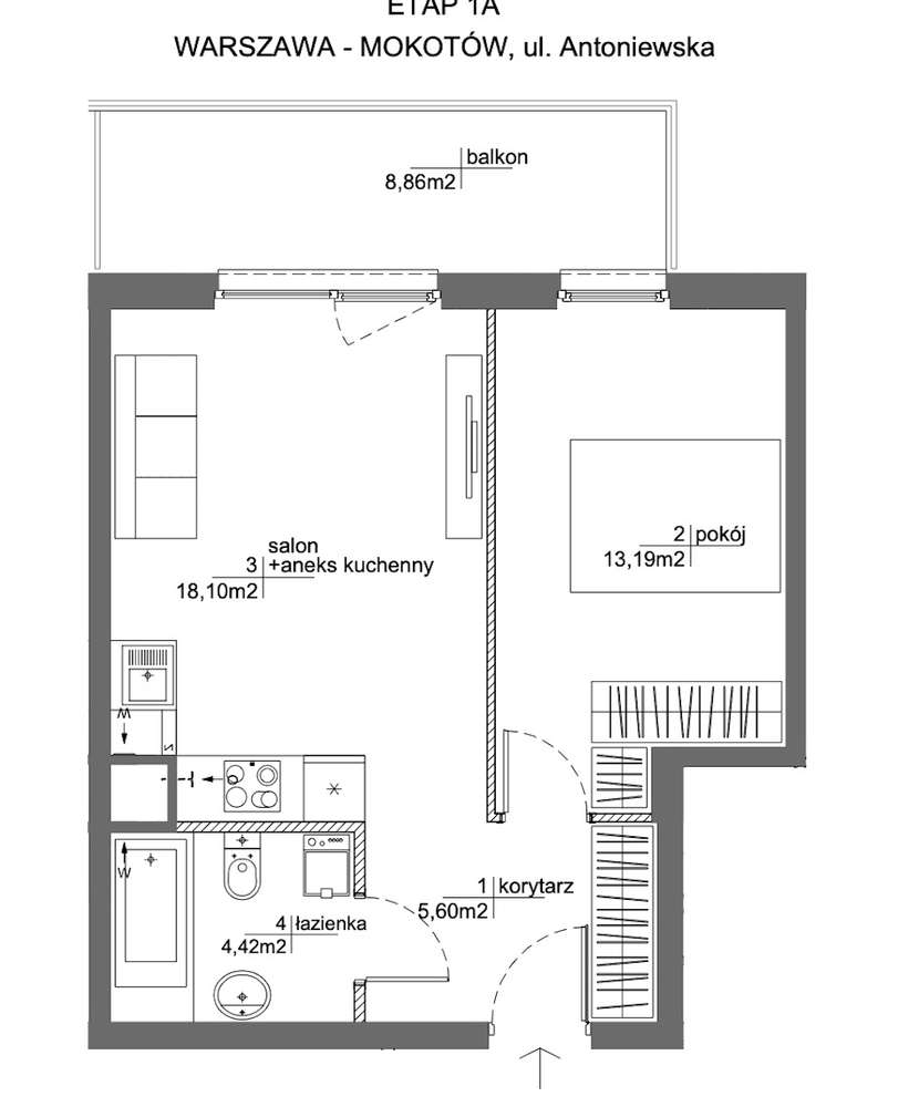 Nowoczesne 2-pokojowe mieszkanie z balkonem - Pełny obrazek: 4/4