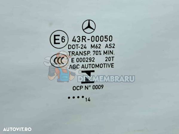 Geam usa dreapta fata Mercedes Clasa E (W212) [Fabr 2009-2016] OEM - 2