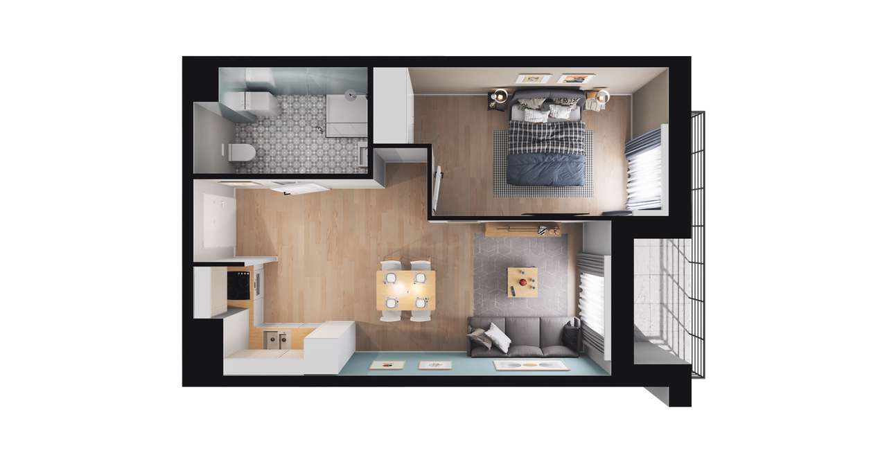 2-pokojowe mieszkanie 40m2 + balkon Bezpośrednio - Pełny obrazek: 2/8