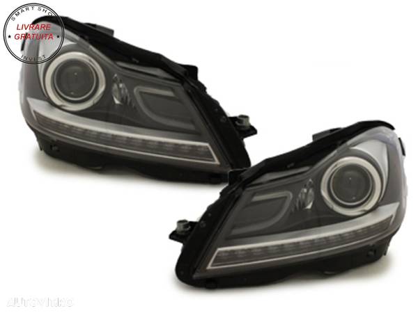 Faruri LED DRL Mercedes C-Class W204 S204 C204 Facelift (2011-2014) Negru- livrare gratuita - 3