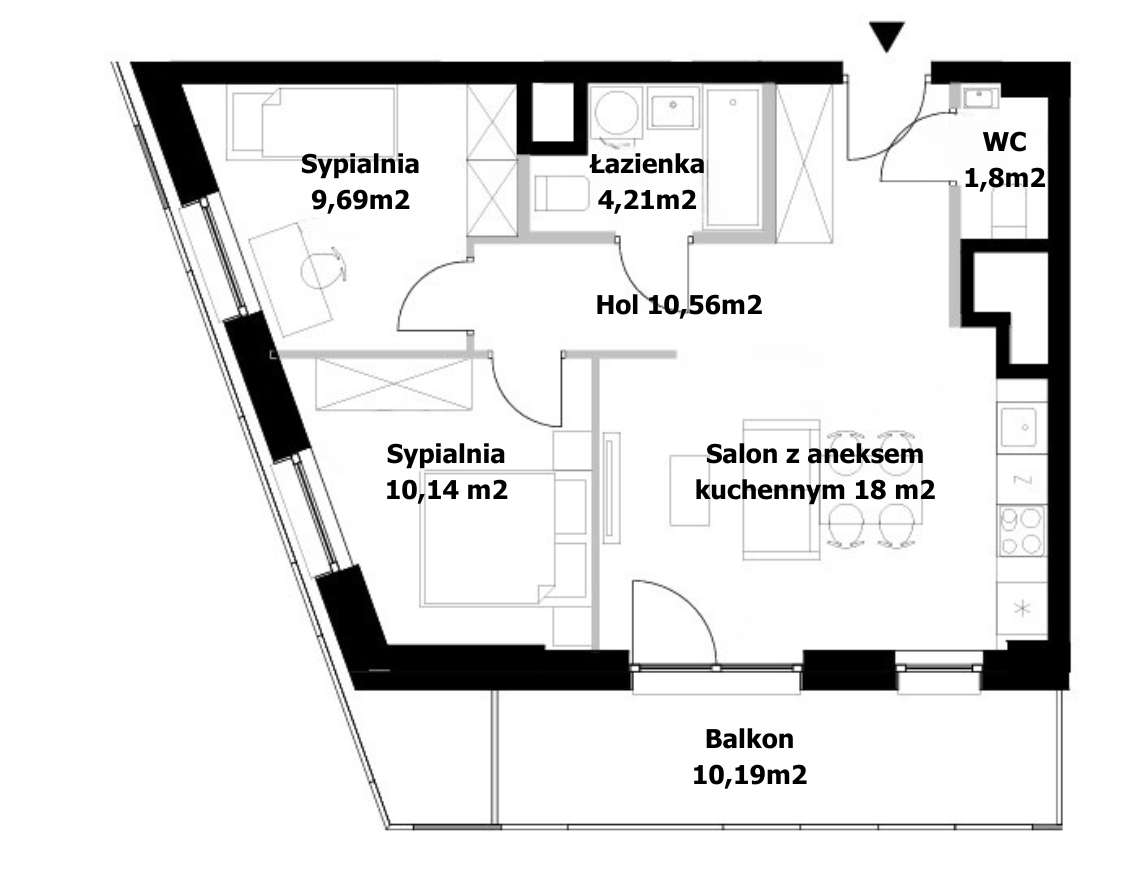 Ciche 3 pokoje blisko centrum, z 10 metrowym balkonem-7