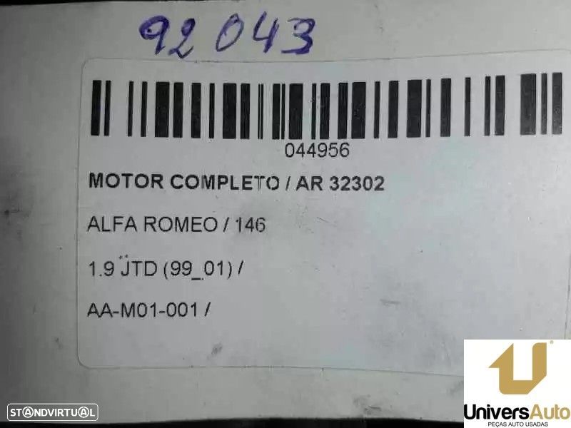 MOTOR COMPLETO ALFA ROMEO 146 1995 -AR32302D - 1