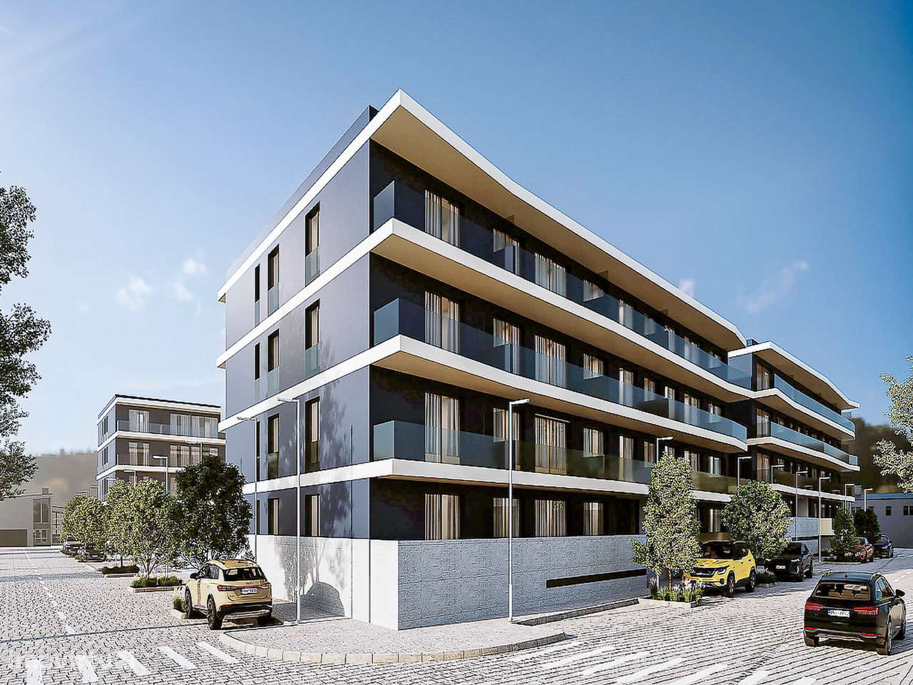 Apartamento T3 novo com lugar duplo de garagem na Madalena.-7