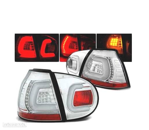 FAROLINS TRASEIROS LED PARA VOLKSWAGEN VW GOLF 5 03-09 CHROME CROMADO - 1