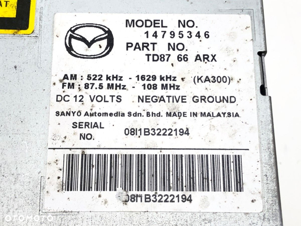 RADIO MAZDA CX-9 (TB) 2006 - 2022 3.7 201 kW [273 KM] benzyna 2012 - 2022 TD8766ARX - 5
