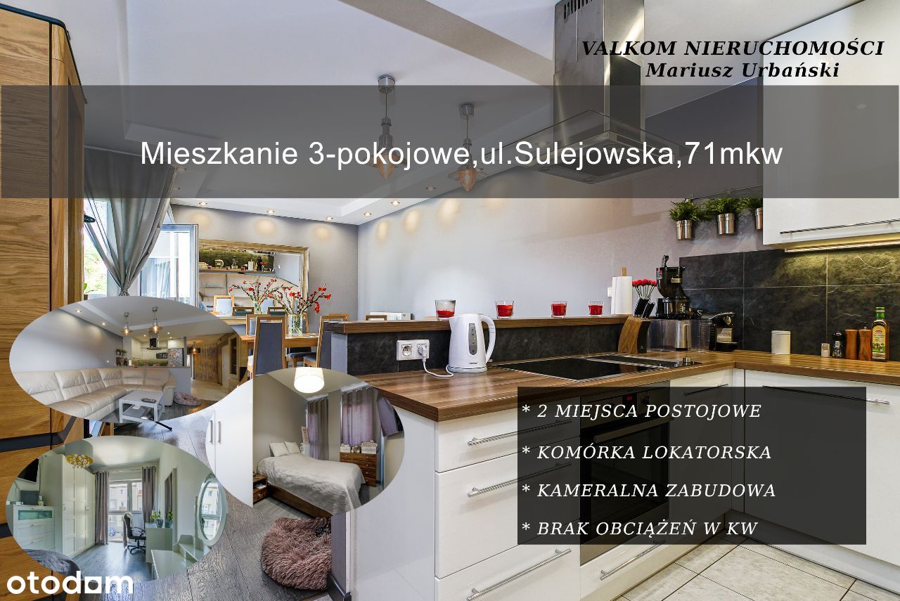 3 pokoje,ul.Sulejkowska,71mkw,2 miejsca postojowe
