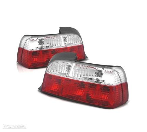 FAROLINS TRASEIROS PARA BMW E36 90-97 VERMELHO BRANCO CRISTAL - 1