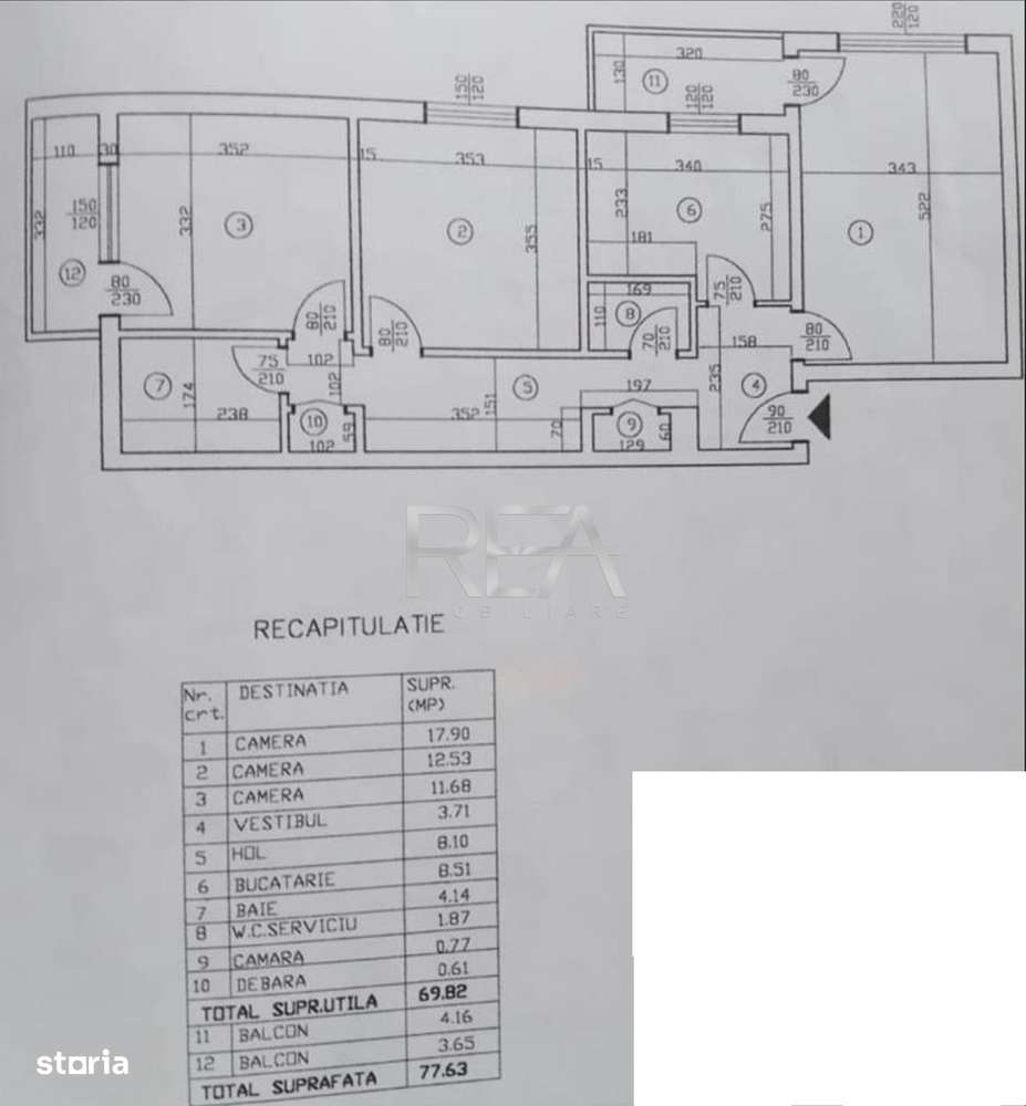 3 camere Dorobanti decomandat, inst. schimb., an 1983, 78 mp, renovat