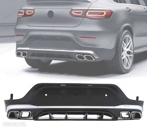 DIFUSOR TRASEIRO PARA MERCEDES GLC X253 COUPÉ 20- PRETO - 1