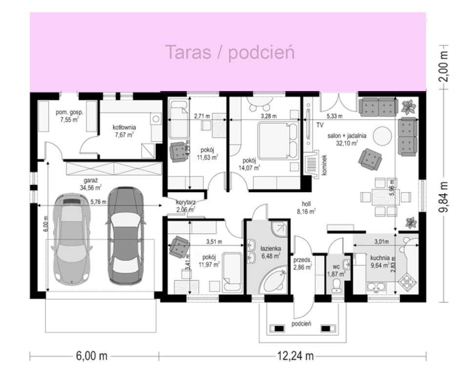 Parterowy dom z 3 sypialniami i dużym tarasem-4