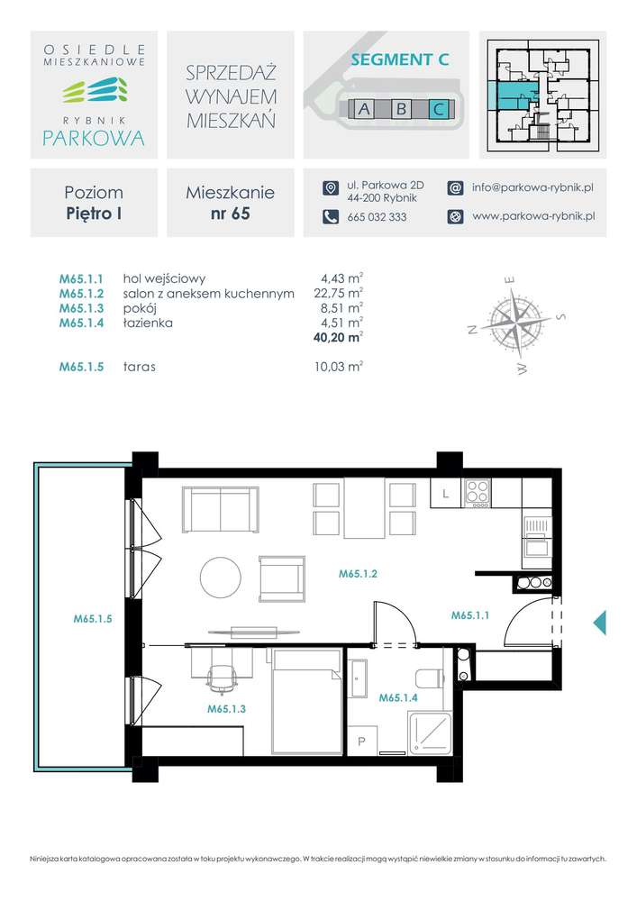 2-pokojowe mieszkanie 40m2 + taras Bez Pośredników - Pełny obrazek: 2/9