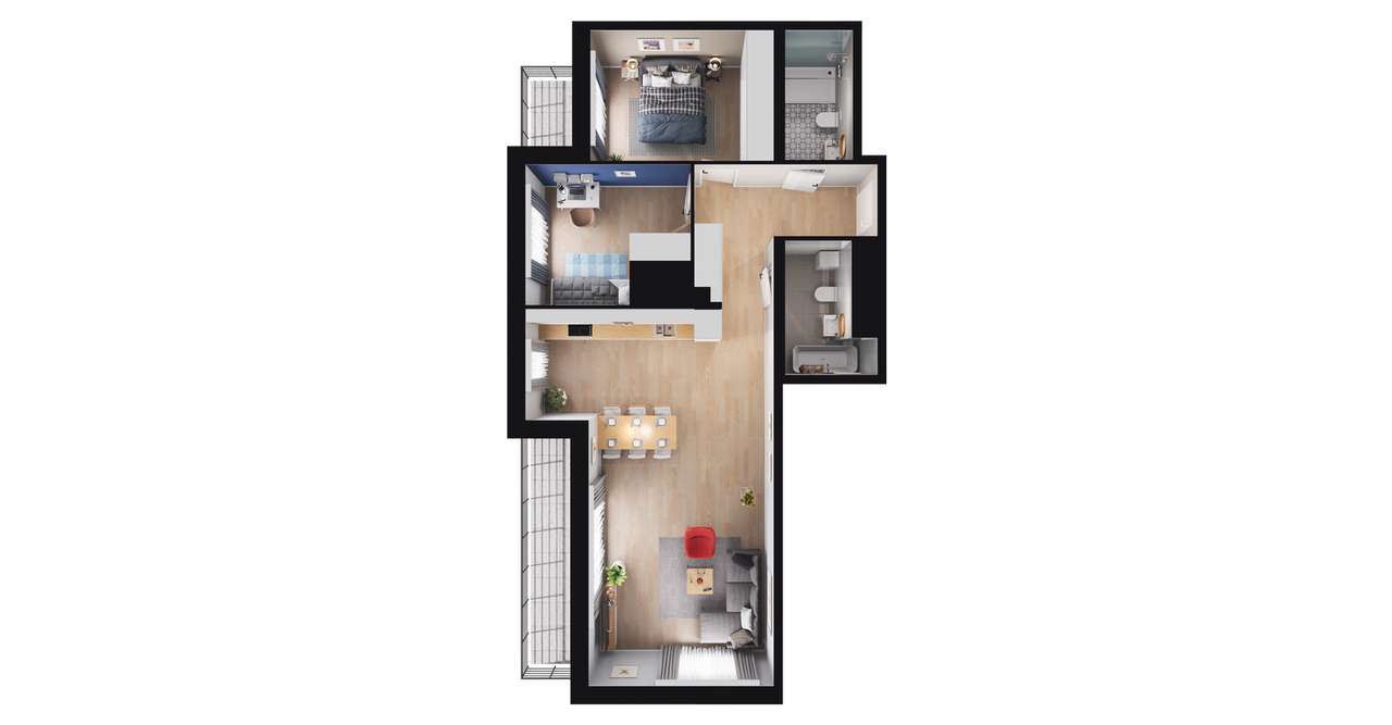 3-pokojowe mieszkanie 73m2 + taras Bez Prowizji - Pełny obrazek: 2/8