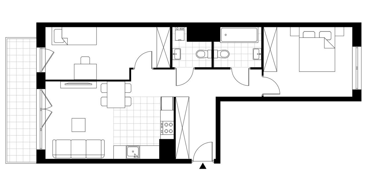 3-pokojowe mieszkanie 58m2 + balkon - Pełny obrazek: 2/8