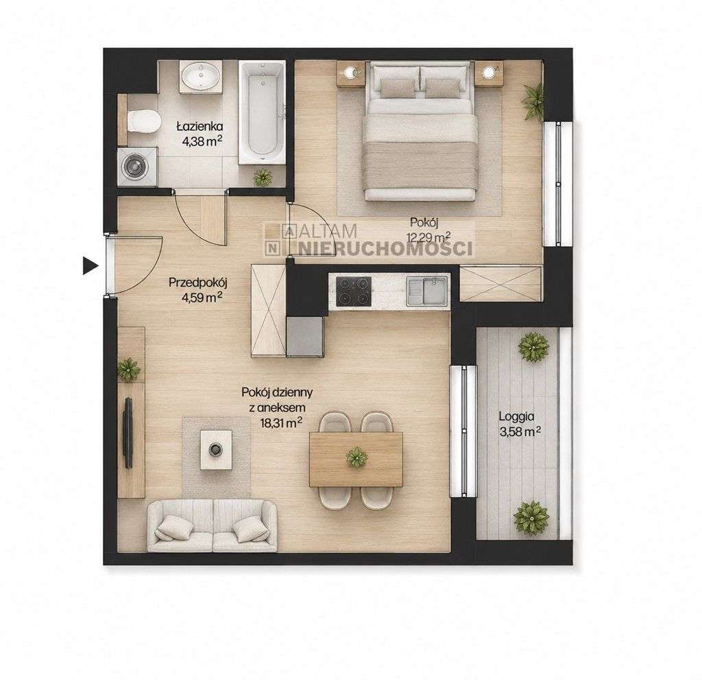 2pok 40 m² balkon|sierpień'26|widok na zieleń|0% - View 2