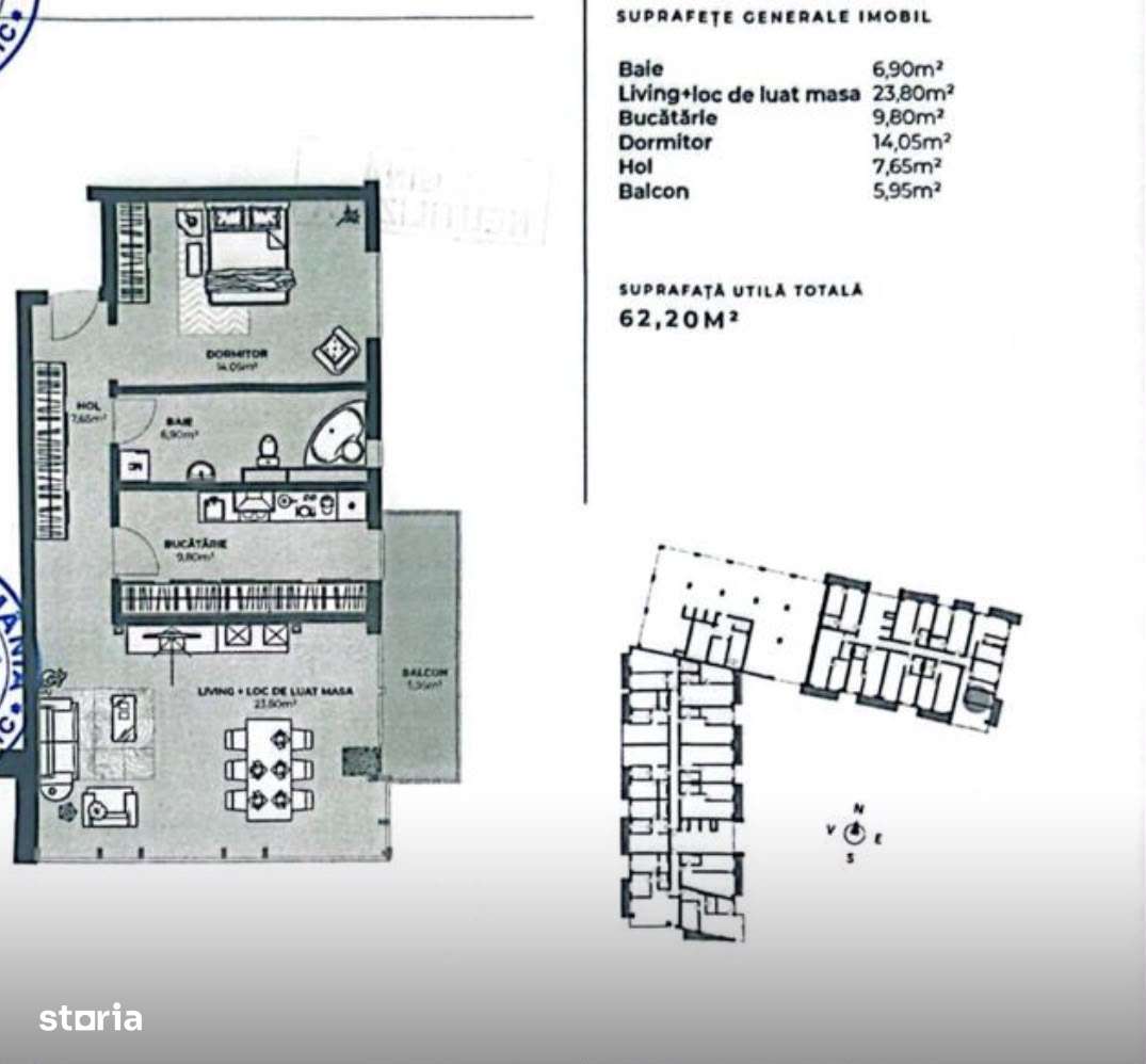 Apartament 62,02 mp + balcon | Etaj 8 | Bloc nou — fotografia 1