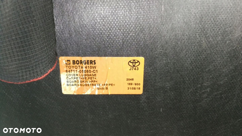 Wykładzina podłoga bagażnika sedan 64711-05080 Toyota Avensis t29 t27 09-18 - 5
