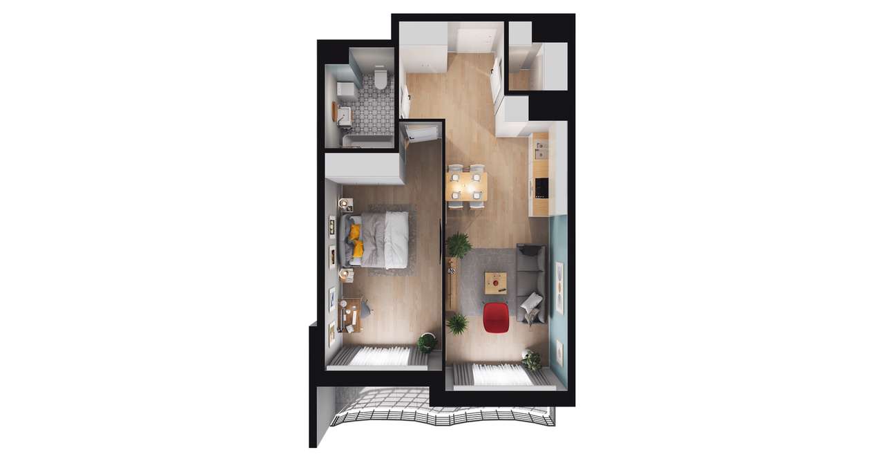 2-pokojowe mieszkanie 50 m² + loggia – pohled 3