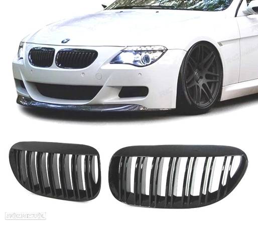 GRELHAS FRONTAIS DUPLAS PARA BMW E63 2004- PRETO BRILHANTE - 1