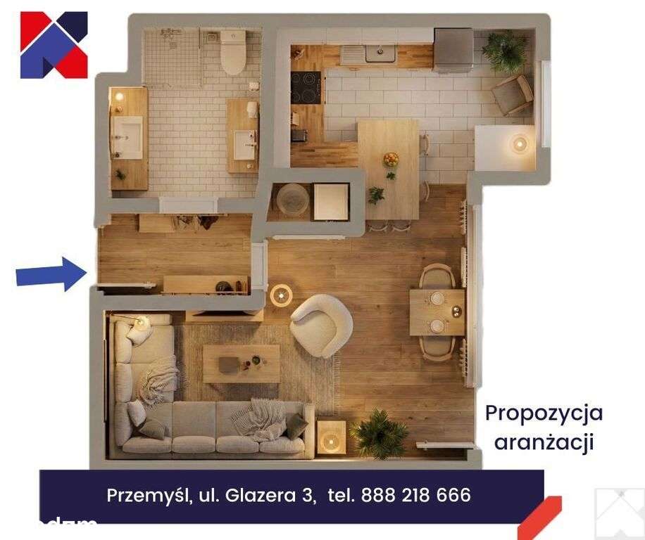 Przytulna kawalerska z balkonem parter Glazera-9