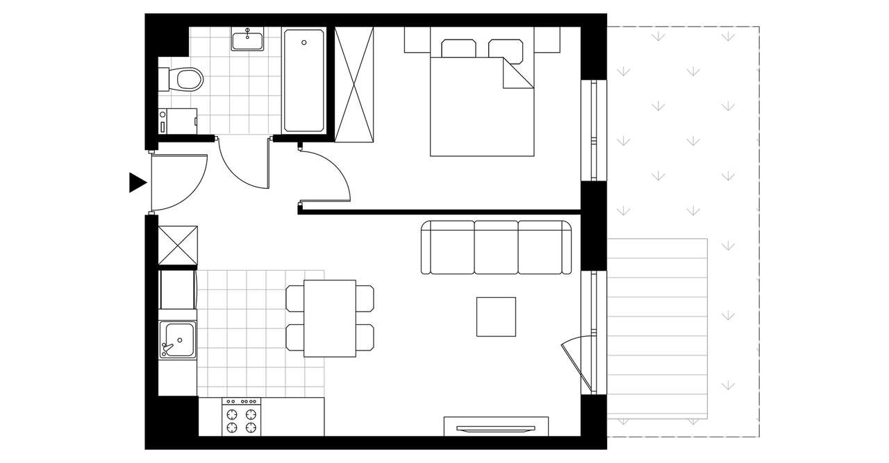 2-pokojowe mieszkanie 39m2 + ogródek Bezpośrednio - Pełny obrazek: 3/8