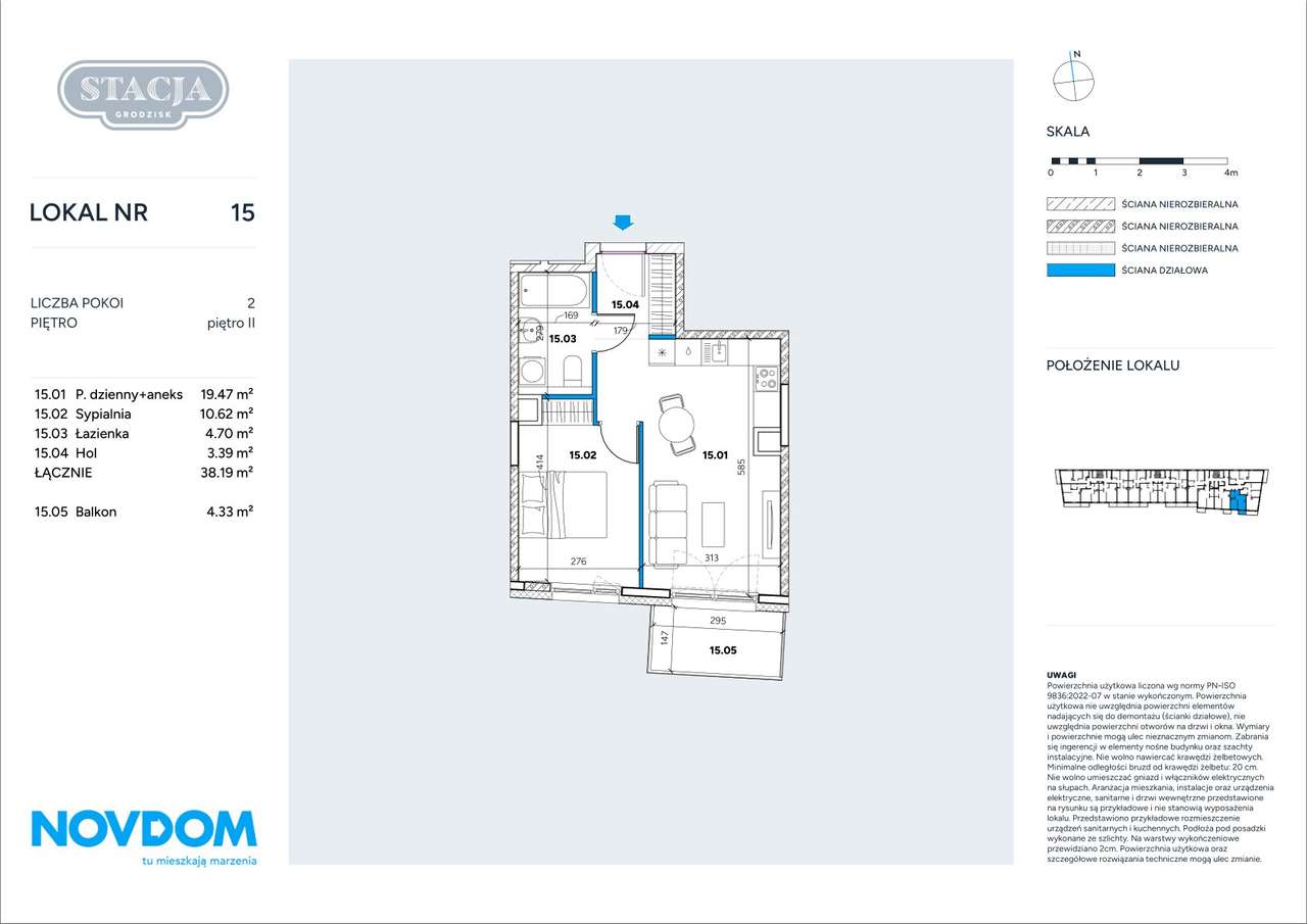 2 pokojowe mieszkanie 38 m2 z balkonem - Grodzisk Mazowiecki - Pełny obrazek: 2/9