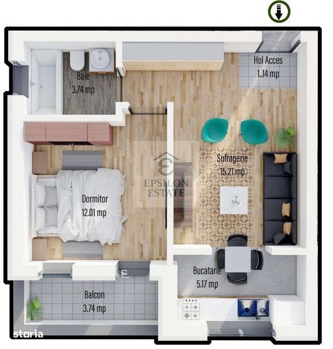 Ap. 2 cam. martie 2026 zona Militari Residence - Imagine principală: 4/4