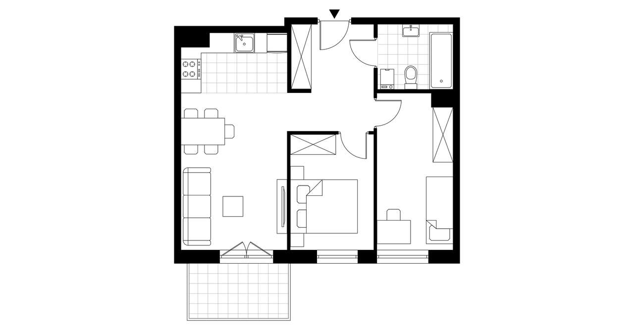 3-pokojowe mieszkanie 48m2 + balkon - Pełny obrazek: 3/8
