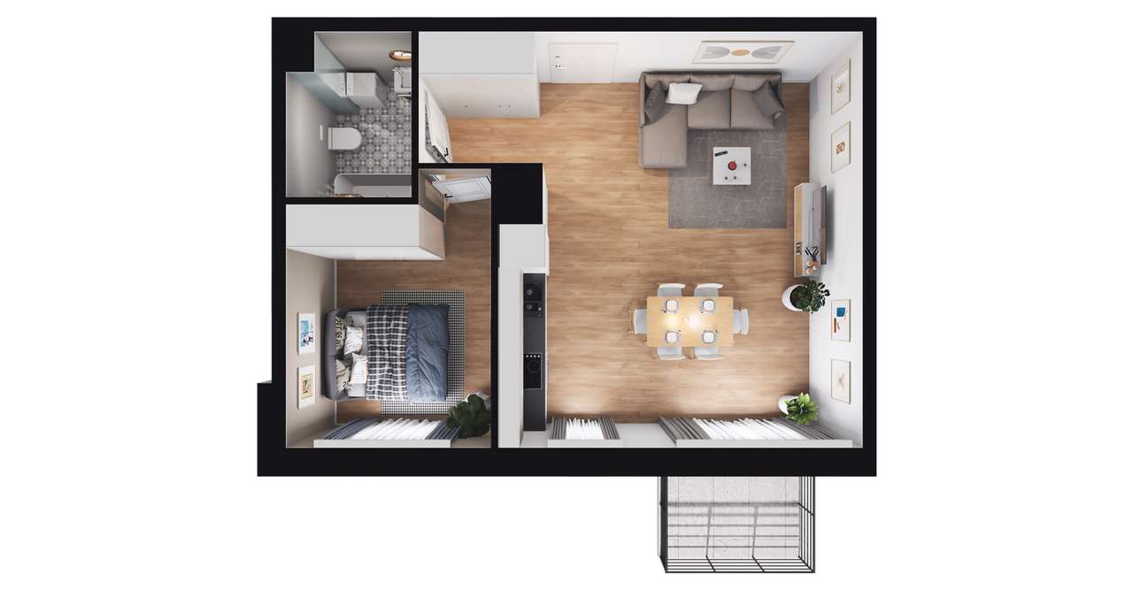 2-pokojowe mieszkanie 43m2 + balkon Bez Prowizji - Pełny obrazek: 2/8