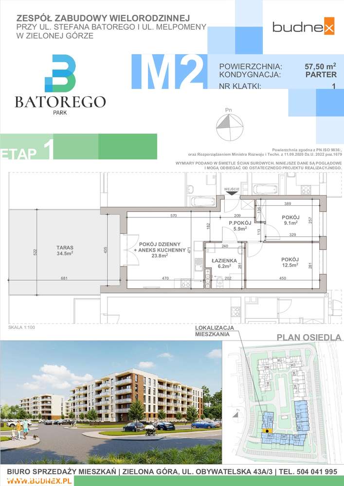 Mieszkanie na sprzedaż, Zielona Góra, Batorego Park, 3 pokoje, bez PCC-1