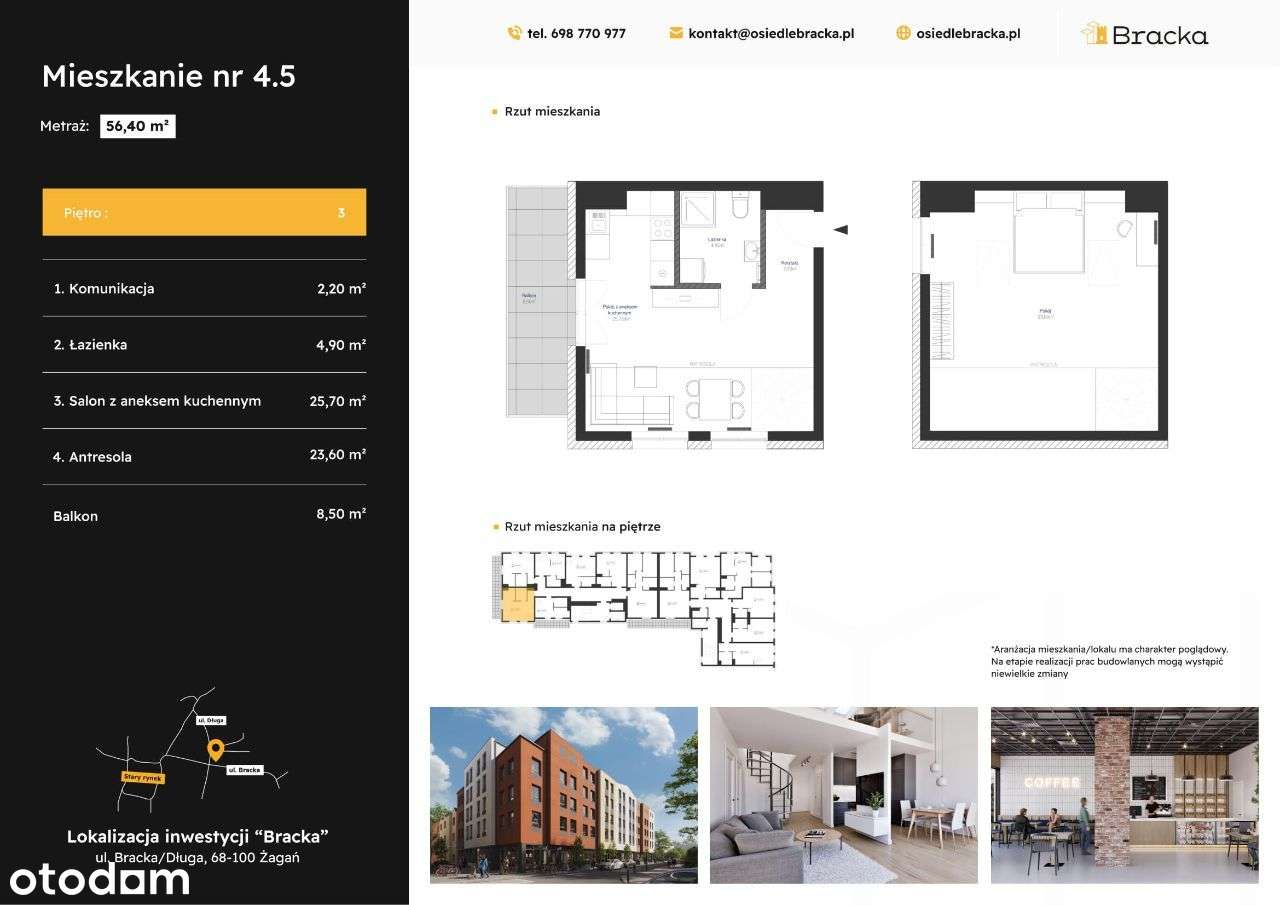 Osiedle Bracka | mieszkanie 2-pok. z antresolą i balkonem| 4.5 - Pełny obrazek: 2/6