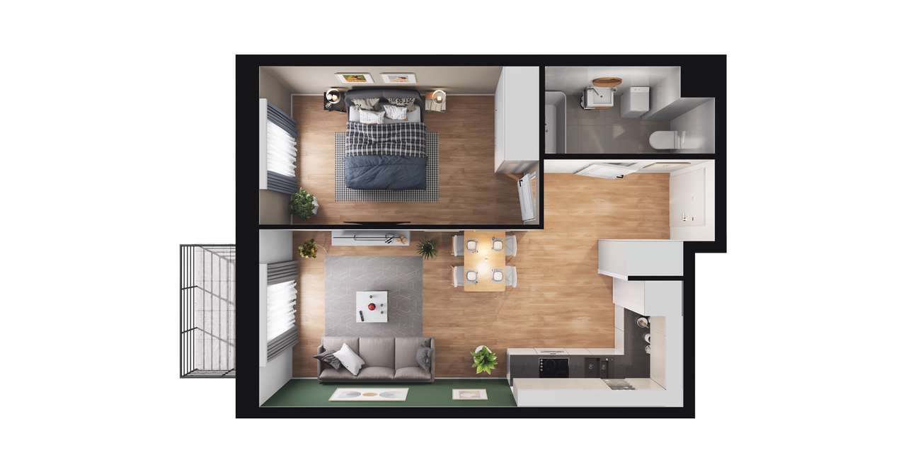 2-pokojowe mieszkanie 41m2 + balkon Bez Prowizji - Pełny obrazek: 2/8