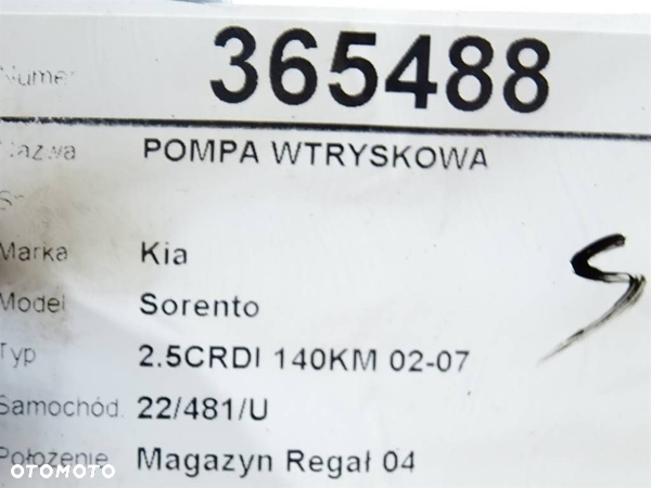POMPA WTRYSKOWA KIA SORENTO I (JC) 2002 - 2022 2.5 CRDi 103 kW [140 KM] olej napędowy 2002 - 2022 - 5