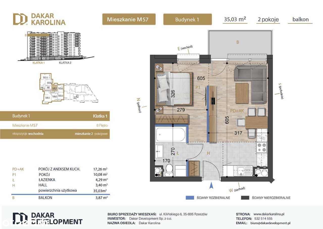 Mieszkanie 2-pokojowe - 35,03m2 Balkon |Winda |Dakar Karolina - Pełny obrazek: 2/6