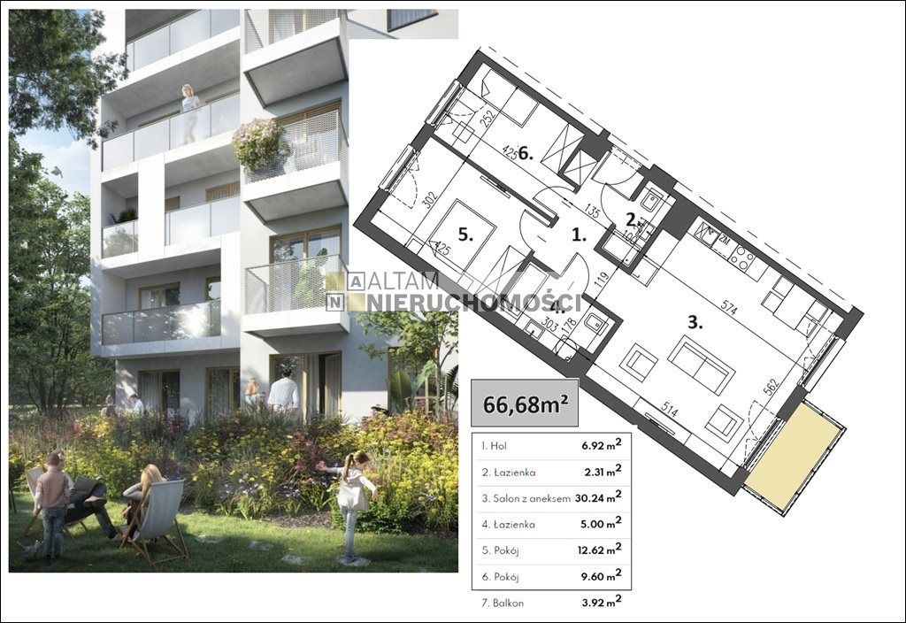 Maj'24! 3pok.|66,68m²| Balkon|ok. ul.Teligi 0%