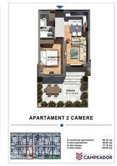 CAMPEADOR: Apartament cu 2 camere, 39 mp utili, la parter cu terasa