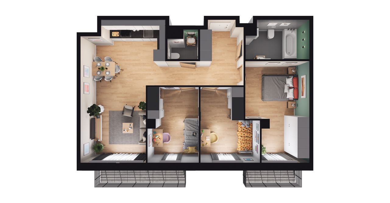 4-pokojowe mieszkanie 79m2 + 2 balkony