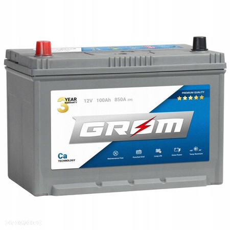 Akumulator Grom 12V 100A 850A Japan L+ MOŻLIWY DOWÓZ MONTAŻ - 1