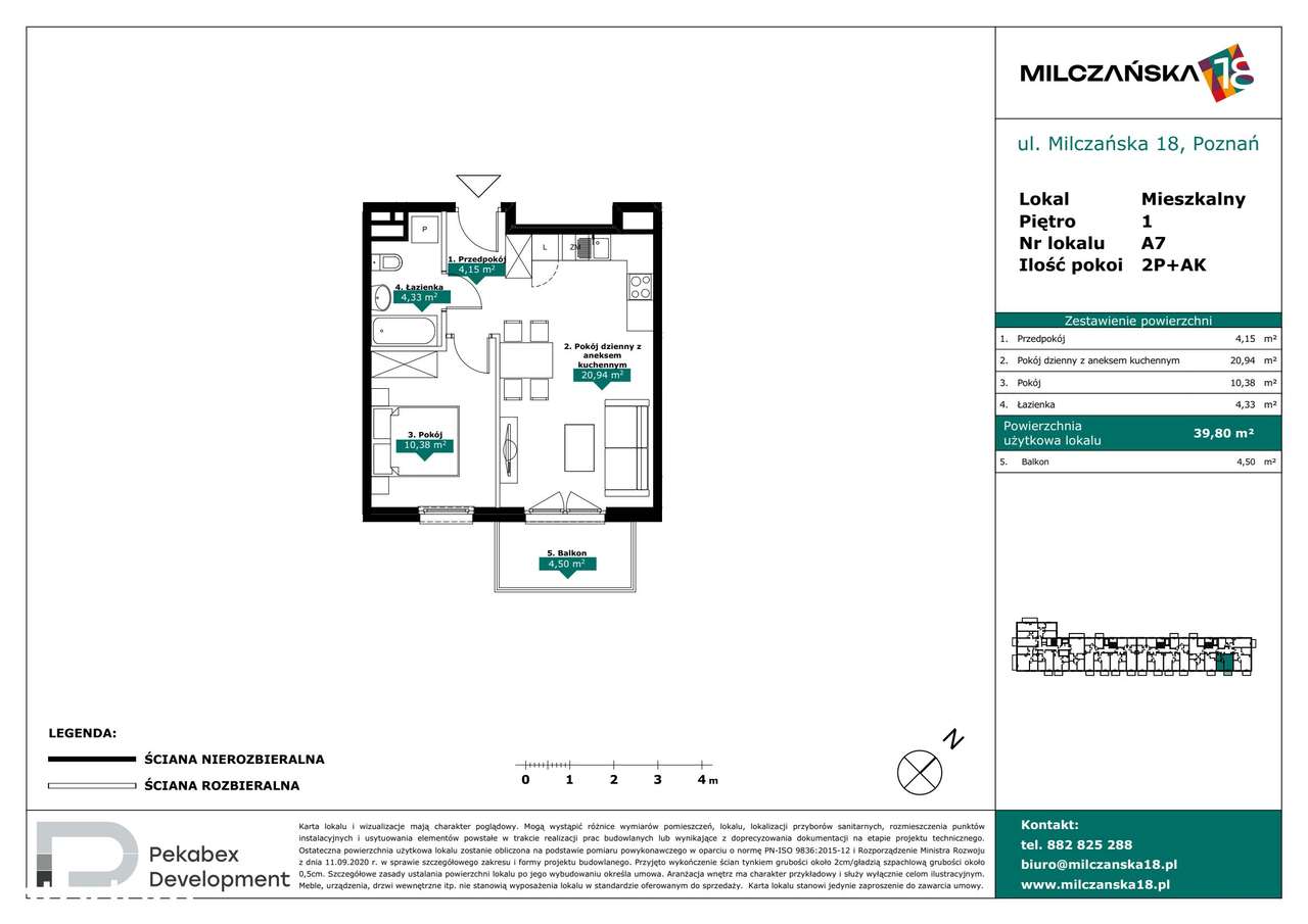 2-pokojowe mieszkanie 39m2 + balkon - Pełny obrazek: 2/7