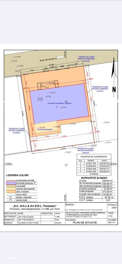 Vând teren intravilan 490mp în Hunedoara, zona Str. Pleșului, fs 20m - Imagine principală: 4/4
