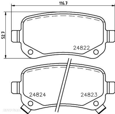 Placute frana spate Chrysler Grand Voyager 5 (Rt), 10.2007-, marca SRLine S70-1574 - 1