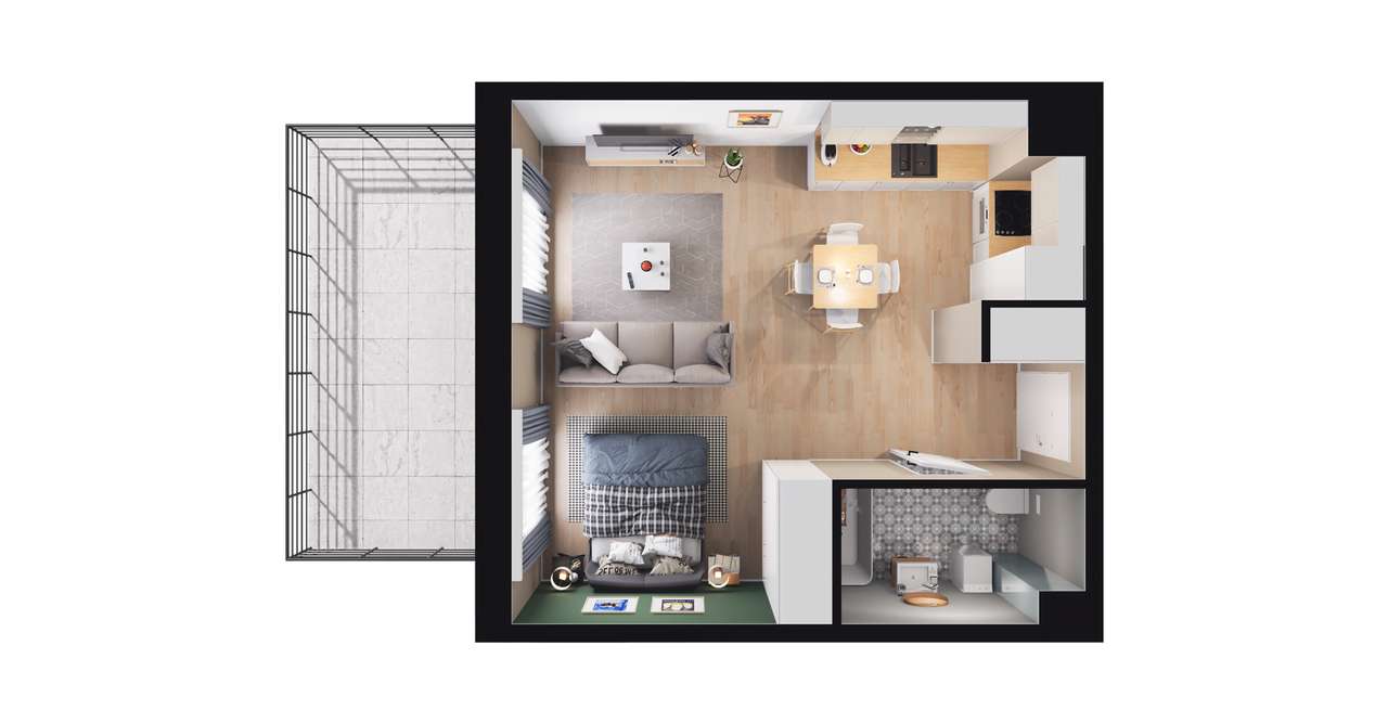 1-pokojowe mieszkanie 34m2 + taras Bez Prowizji - Pełny obrazek: 4/10