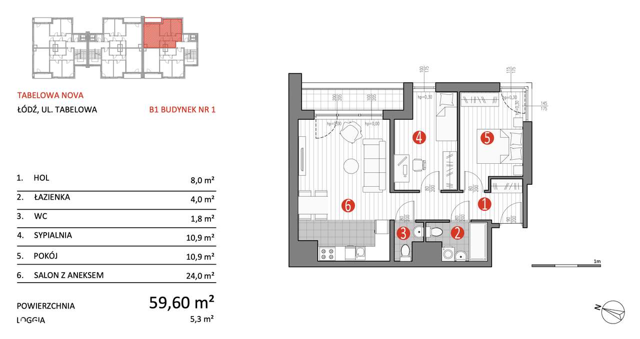 Nowoczesne 3-pokojowe mieszkanie o powierzchni 59,60 m2-3