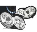 FARÓIS COM LUZ DIURNA LED TFL PARA MERCEDES CLK W209 02-09 FUNDO CROMADO - 1