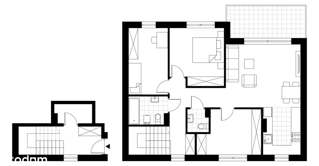 4-pokojowe mieszkanie 88 m² + taras Bezpośrednio – pohled 3