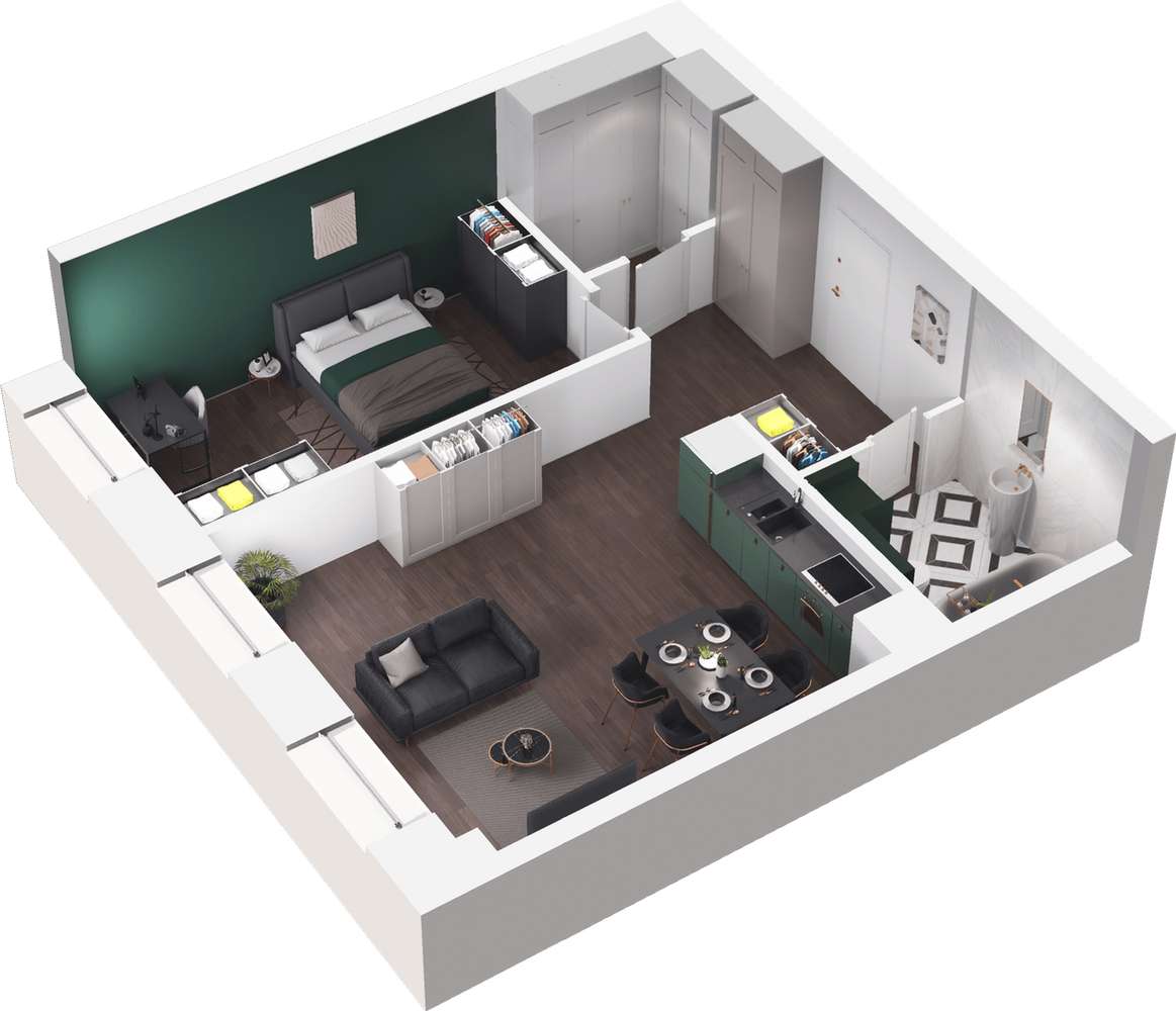 Kolejova 1 | mieszkanie 2-pok. | B.01.03 - Pełny obrazek: 4/9