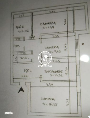 Apartament de 3 camere, etaj 2/4, bloc din 1983 - Nicolina